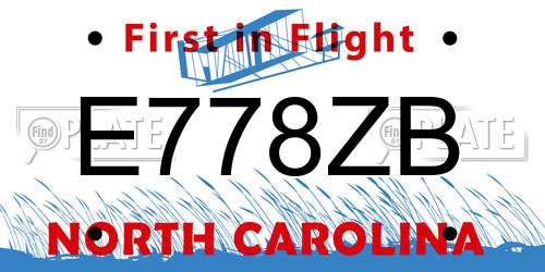 E778ZB North Carolina License Plate