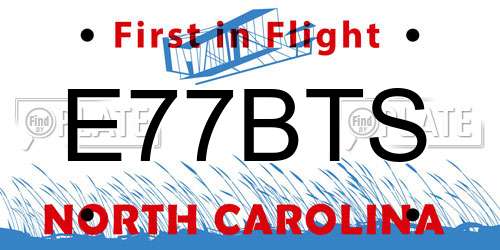 E77BTS North Carolina License Plate