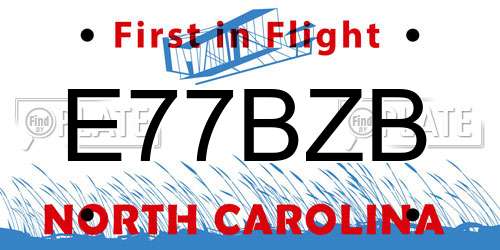 E77BZB North Carolina License Plate