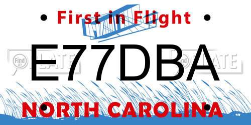 E77DBA North Carolina License Plate