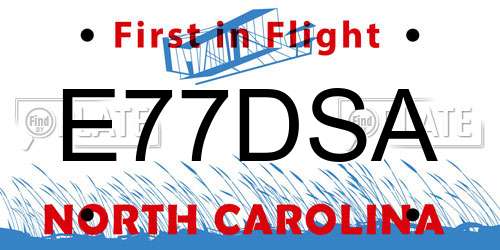 E77DSA North Carolina License Plate