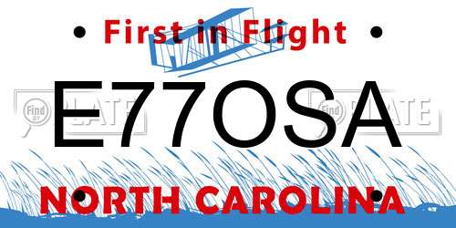 E77OSA North Carolina License Plate