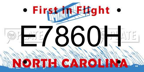 E7860H North Carolina License Plate