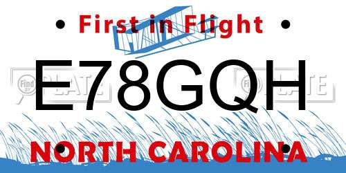 E78GQH North Carolina License Plate