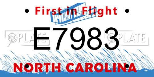 E7983 North Carolina License Plate