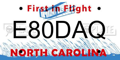 E80DAQ North Carolina License Plate