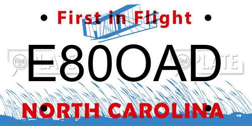 E80OAD North Carolina License Plate