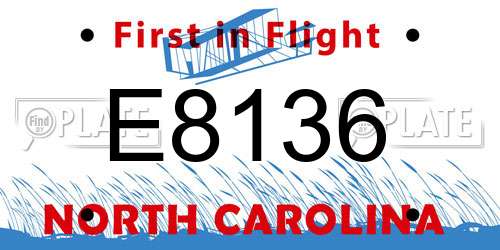 E8136 North Carolina License Plate