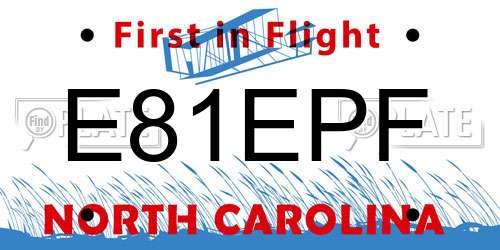 E81EPF North Carolina License Plate