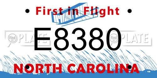 E8380 North Carolina License Plate