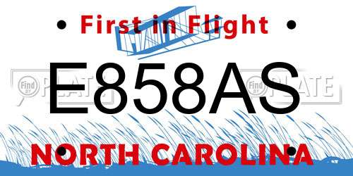 E858AS North Carolina License Plate