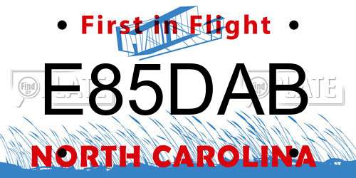 E85DAB North Carolina License Plate