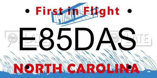 E85DAS North Carolina License Plate