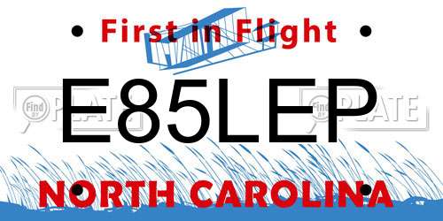 E85LEP North Carolina License Plate