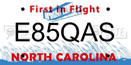 E85QAS North Carolina License Plate