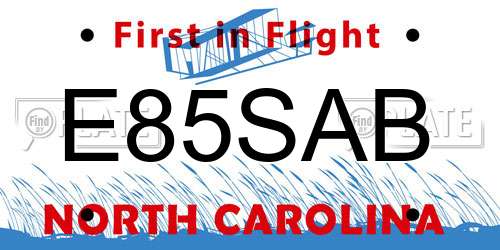 E85SAB North Carolina License Plate