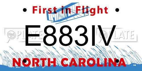 E883IV North Carolina License Plate