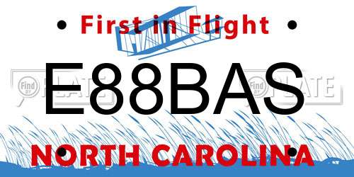 E88BAS North Carolina License Plate