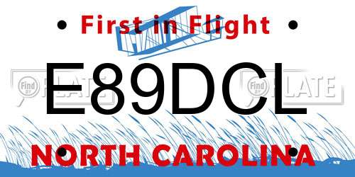 E89DCL North Carolina License Plate