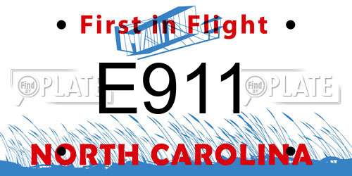 E911 North Carolina License Plate