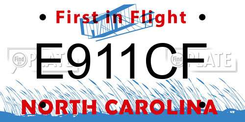 E911CF North Carolina License Plate