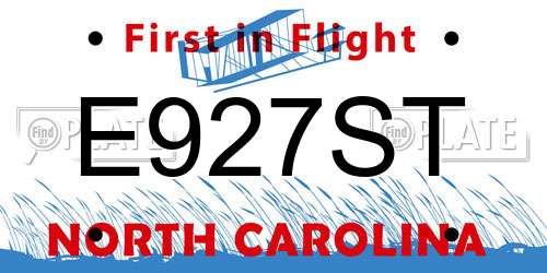 E927ST North Carolina License Plate