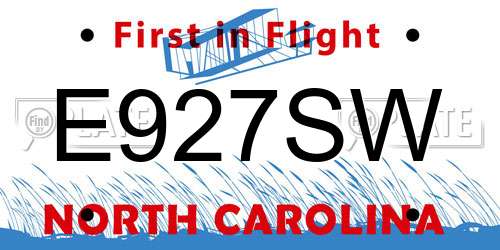 E927SW North Carolina License Plate