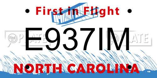 E937IM North Carolina License Plate