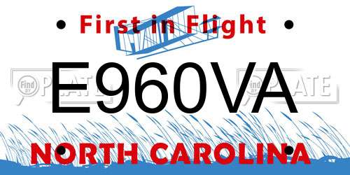 E960VA North Carolina License Plate
