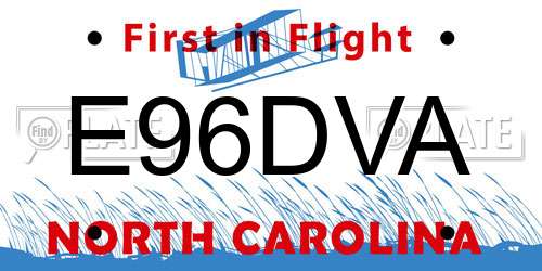 E96DVA North Carolina License Plate