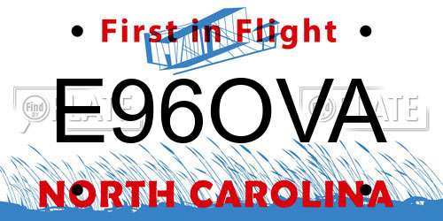 E96OVA North Carolina License Plate