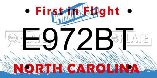 E972BT North Carolina License Plate