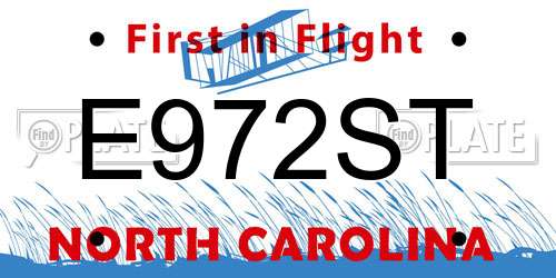 E972ST North Carolina License Plate