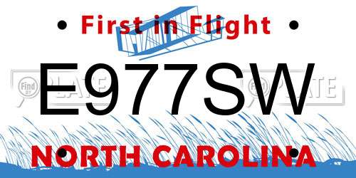 E977SW North Carolina License Plate