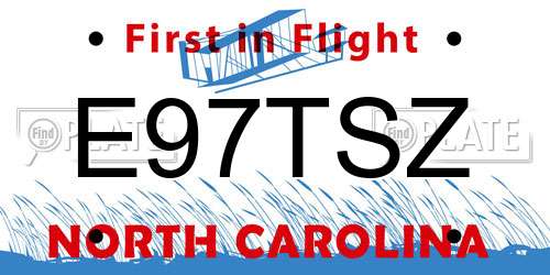 E97TSZ North Carolina License Plate