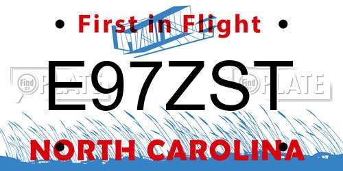 E97ZST North Carolina License Plate