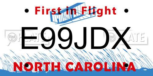 E99JDX North Carolina License Plate