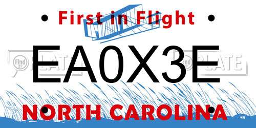 EA0X3E North Carolina License Plate
