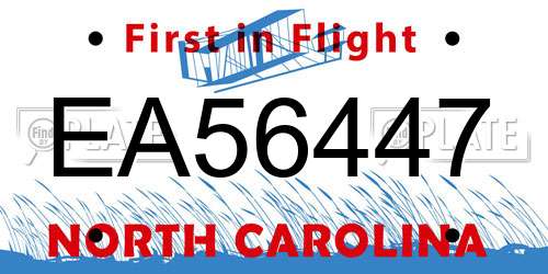 EA56447 North Carolina License Plate