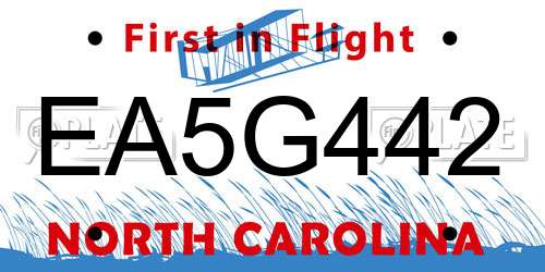 EA5G442 North Carolina License Plate