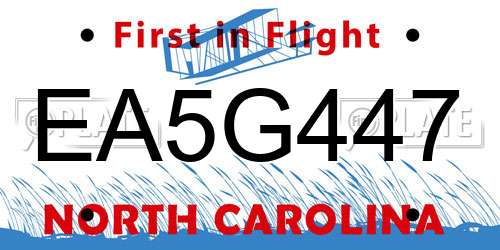 EA5G447 North Carolina License Plate