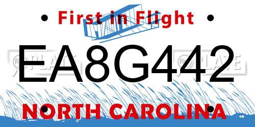 EA8G442 North Carolina License Plate