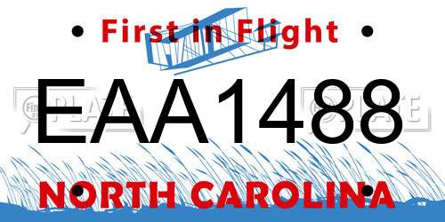 EAA1488 North Carolina License Plate