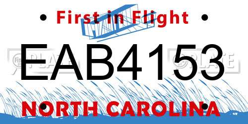 EAB4153 North Carolina License Plate