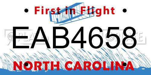 EAB4658 North Carolina License Plate