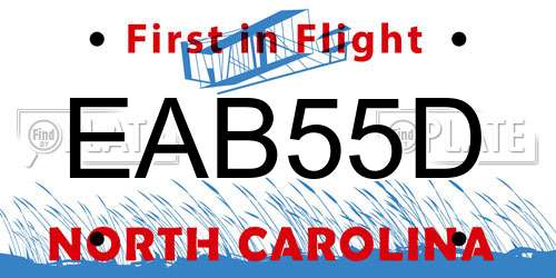 EAB55D North Carolina License Plate