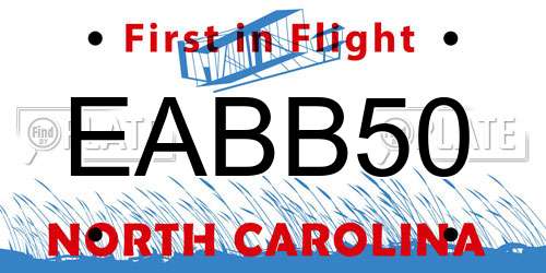 EABB50 North Carolina License Plate