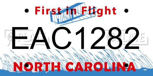EAC1282 North Carolina License Plate