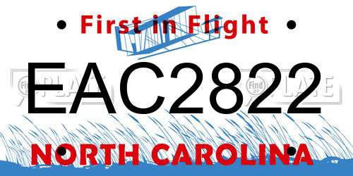 EAC2822 North Carolina License Plate