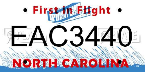 EAC3440 North Carolina License Plate
